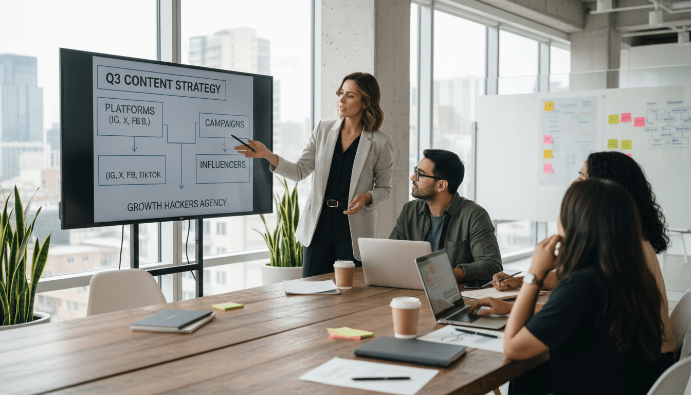Social media professional developing content strategy and campaign planning